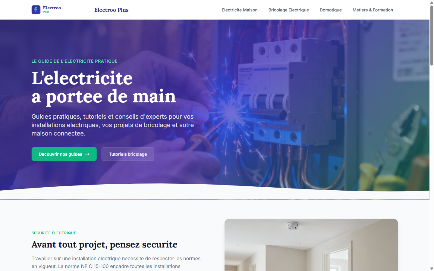 Aperçu du site Electroo Plus